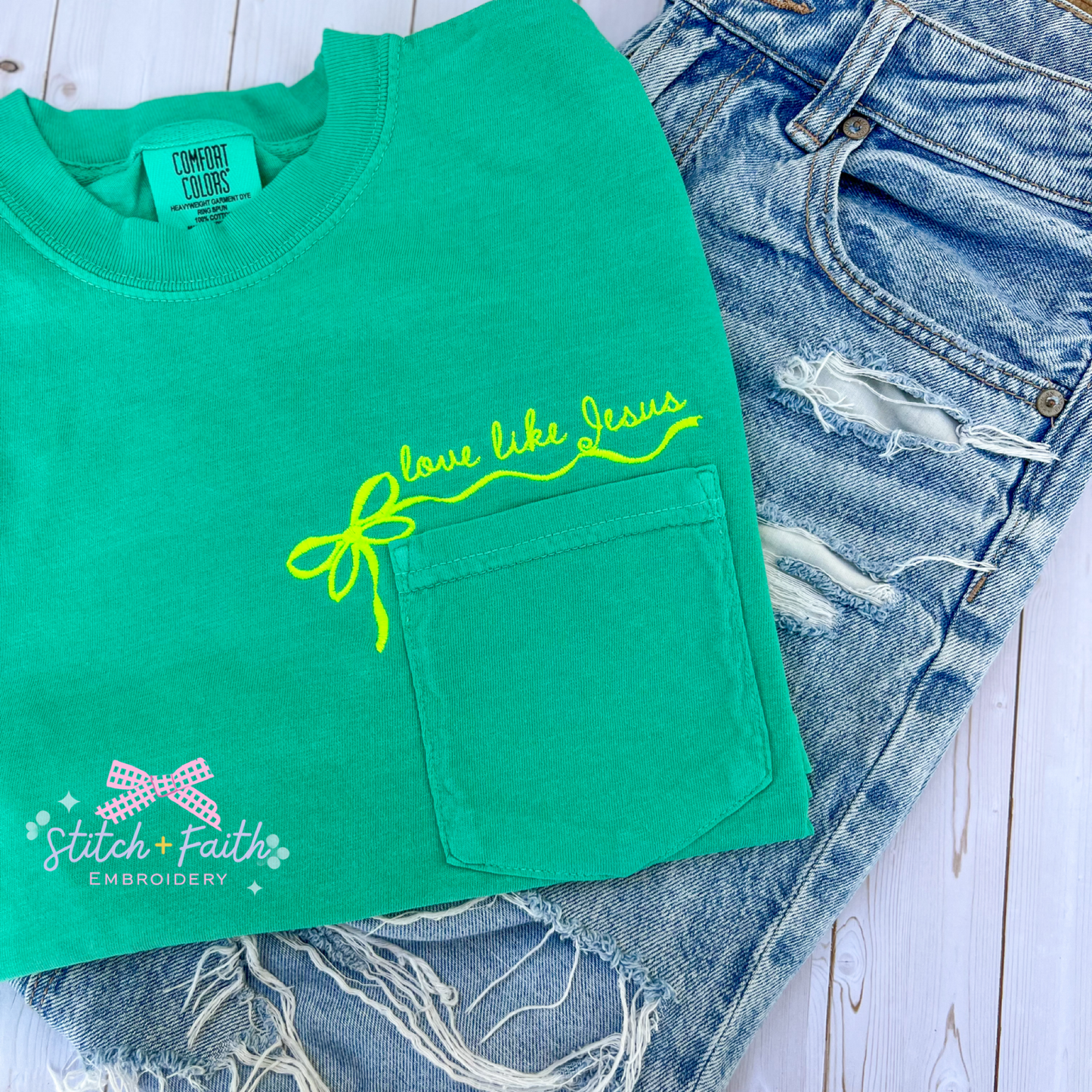 Pick Your Design Side Bow Pocket Tee Comfort Colors T-Shirt