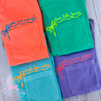 Pick Your Design Side Bow Pocket Tee Comfort Colors T-Shirt