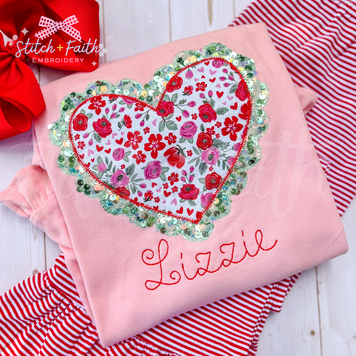 Florals & Sparkles Valentine's Personalized Shirt