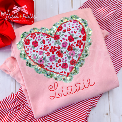 Florals & Sparkles Valentine's Personalized Shirt