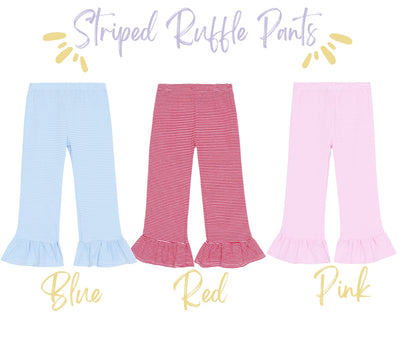 Micro-Striped Ruffle Pants