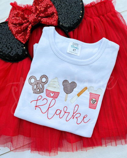 Mouse Park Snacks in Red Personalized Shirt