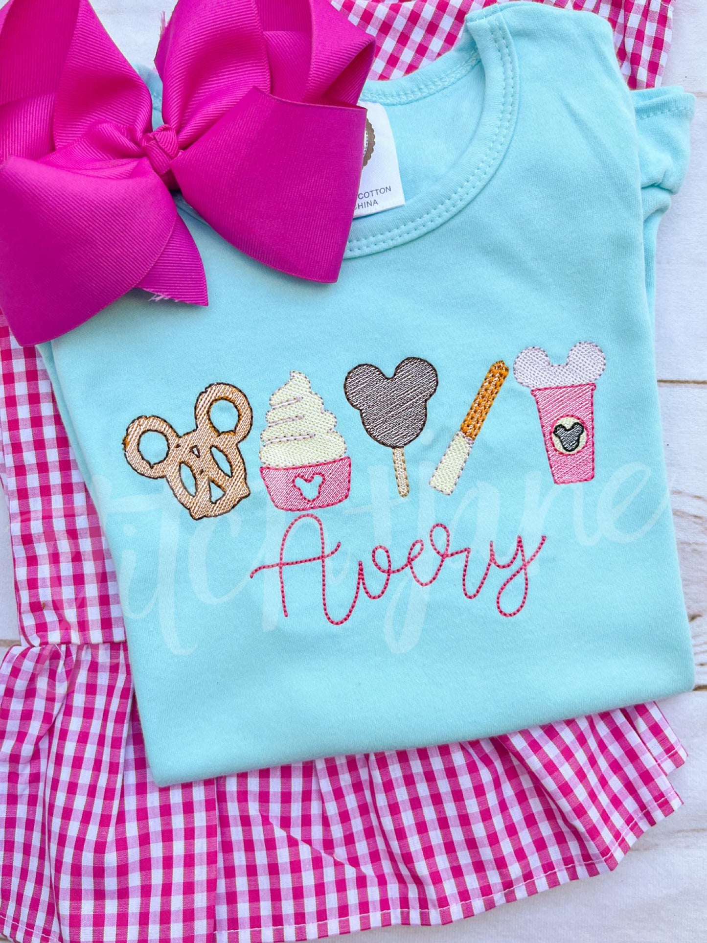 Mouse Park Snacks in Pink Personalized Shirt