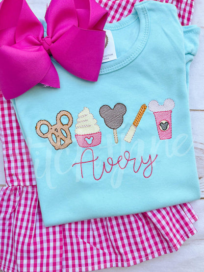 Mouse Park Snacks in Pink Personalized Shirt