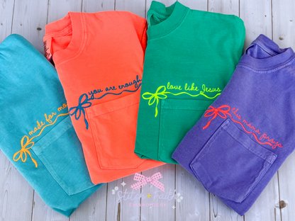 Pick Your Design Side Bow Pocket Tee Comfort Colors T-Shirt