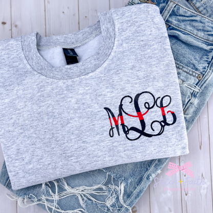 Thin Red Line Monogram Firefighter Wife Personalized Sweatshirt